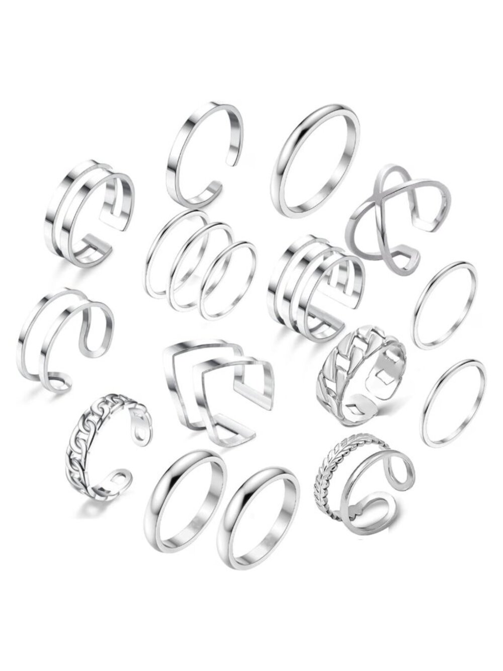 17PCS Stainless Steel Stackable Rings Set Midi Knuckle Adjustable